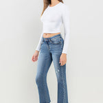 Lovervet Mid Rise Frayed Hem Jeans Trendsi