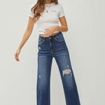 RISEN Full Size High Rise Distressed Wide Leg Jeans - All Mine Now Clothing