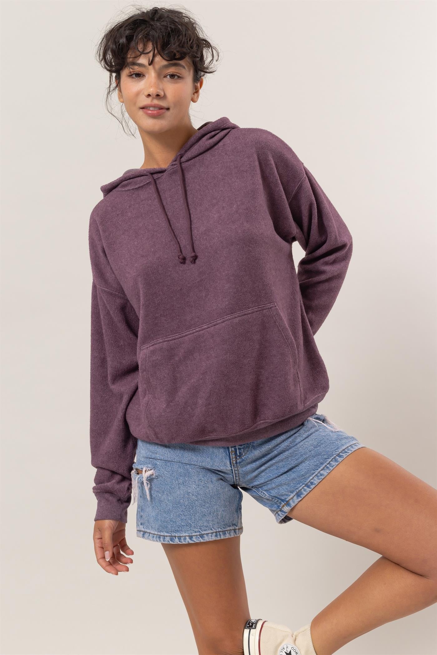 HYFVE Brushed Long Sleeve Hoodie with Kangaroo Pocket - All Mine Now Clothing