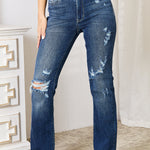 Judy Blue Full Size Mid Rise Hand Sand & Destroy Bootcut Jeans Trendsi