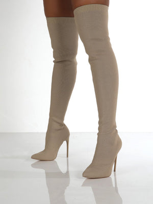 Point Toe Over Knee Stiletto Boots - All Mine Now Clothing