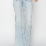 Risen Full Size High Rise Front Patch Pocket Flare Jeans Trendsi