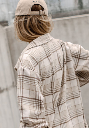 Plaid Removable Hood Button Up Shacket - All Mine Now Clothing