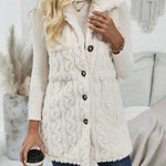 Fuzzy Button Up Vest Coat - All Mine Now Clothing