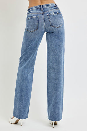 RISEN Full Size High Rise Straight Leg Jeans with Pockets Trendsi