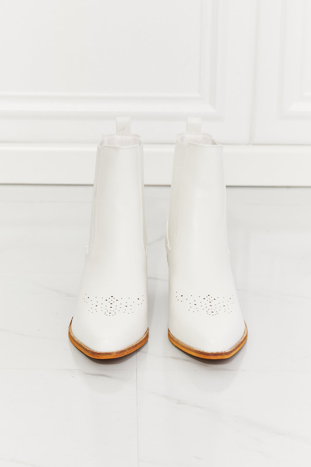 MMShoes Love the Journey Stacked Heel Chelsea Boot in White - All Mine Now Clothing