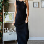 First Love Ribbed Knit Sleeveless Fitted Midi Dress Trendsi