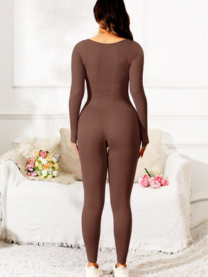 Scoop Neck Long Sleeve Active Jumpsuit - All Mine Now Clothing