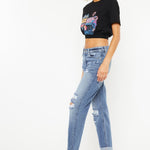 Kancan Mid Rise Distressed Straight Jeans - All Mine Now Clothing