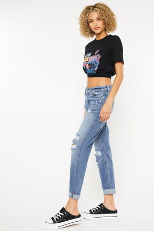 Kancan Mid Rise Distressed Straight Jeans - All Mine Now Clothing