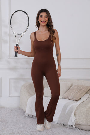 Scoop Neck Wide Strap Active Jumpsuit - All Mine Now Clothing