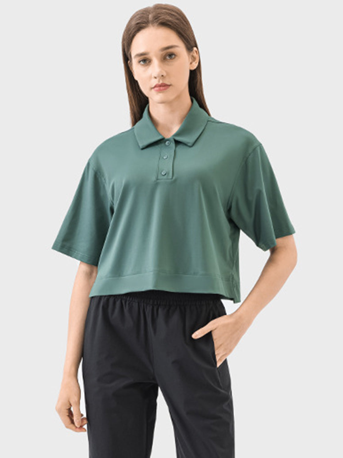 Millennia Half Button Short Sleeve Active T-Shirt - All Mine Now Clothing