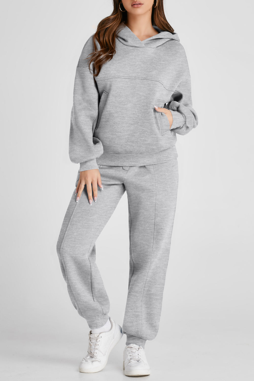 Dropped Shoulder Long Sleeve Hoodie and Pants Active Set - All Mine Now Clothing