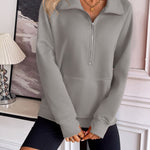 Ivy Lane Half Zip Raglan Sleeve Sweatshirt - All Mine Now Clothing