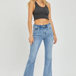 Risen Full Size High Rise Frayed Hem Flare Jeans - All Mine Now Clothing