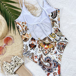 Printed Tie Back Scoop Neck One-Piece Swimsuit - All Mine Now Clothing