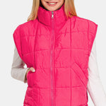 Zenana Zip Up Cropped Puffer Vest with Pockets - All Mine Now Clothing