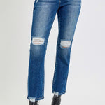 RISEN Full Size High Rise Distressed Crop Straight Jeans - All Mine Now Clothing