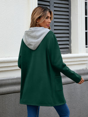 Drawstring Long Sleeve Hooded Jacket - All Mine Now Clothing