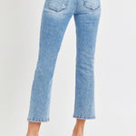 RISEN Full Size Low Rise Crop Slim Straight Jeans Trendsi