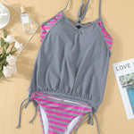 Crisscross Striped Spaghetti Strap Tankini Set - All Mine Now Clothing