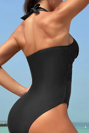 Crisscross Halter Neck One-Piece Swimwear - All Mine Now Clothing