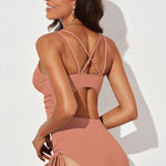 Tied Cutout Plunge One-Piece Swimsuit - All Mine Now Clothing