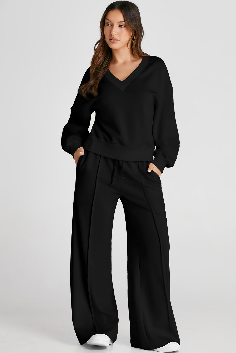 V-Neck Long Sleeve Top and Pants Active Set - All Mine Now Clothing