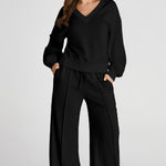 V-Neck Long Sleeve Top and Pants Active Set - All Mine Now Clothing