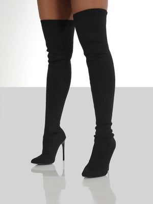 Point Toe Over Knee Stiletto Boots - All Mine Now Clothing