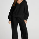 V-Neck Long Sleeve Top and Pants Active Set - All Mine Now Clothing