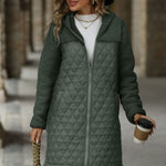 Texture Zip Up Long Sleeve Hooded Coat - All Mine Now Clothing