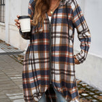 Devine Plaid Zip Up Hooded Coat - All Mine Now Clothing