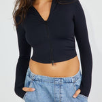 Zip Up Long Sleeve Active Outerwear - All Mine Now Clothing