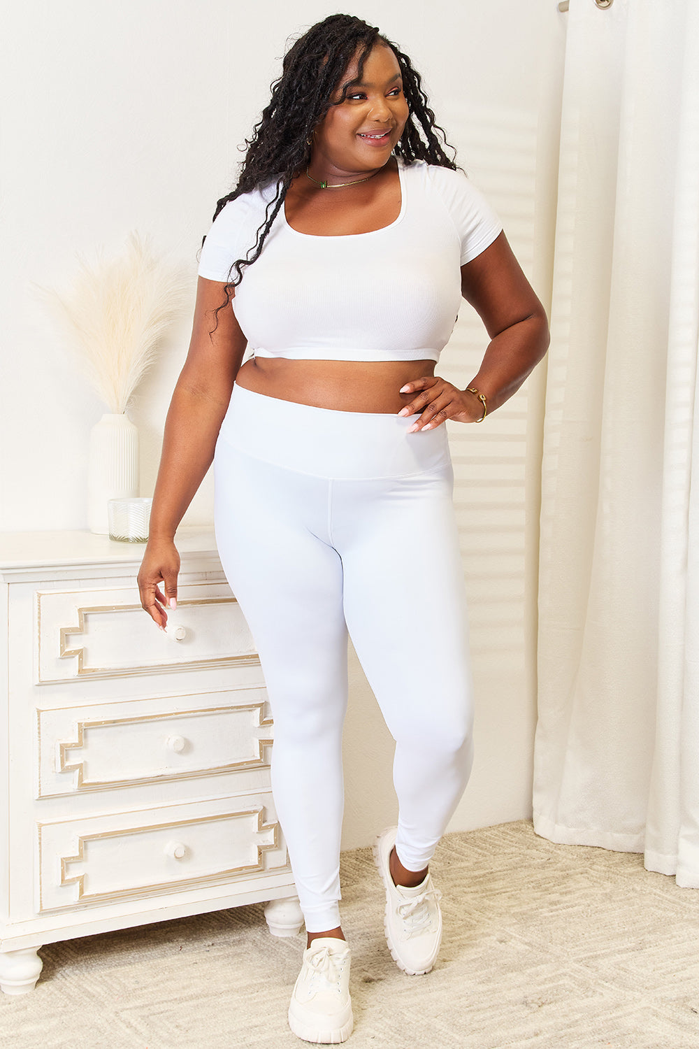 Double Take Wide Waistband Sports Leggings - All Mine Now Clothing