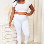 Double Take Wide Waistband Sports Leggings - All Mine Now Clothing