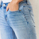 Kancan Full Size Mid Rise Y2K Slit Bootcut Jeans Trendsi