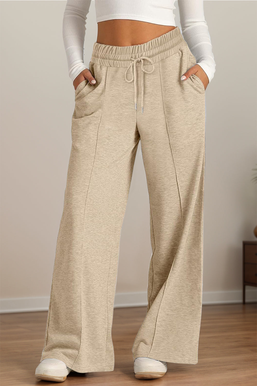 Drawstring Elastic Waist Wide Leg Pants - All Mine Now Clothing