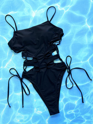 Cutout Lace-Up Spaghetti Strap One-Piece Swimsuit - All Mine Now Clothing