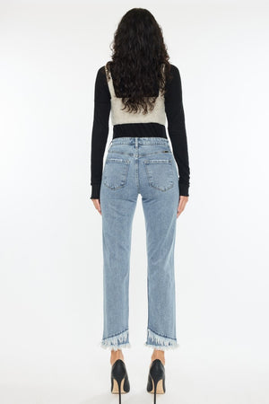 Kancan Raw Hem High Rise Straight Jeans - All Mine Now Clothing