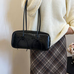 PU Leather Bow Trim Shoulder Bag - All Mine Now Clothing