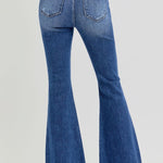 RISEN Full Size High Rise Distressed Raw Hem Flare Jeans Trendsi