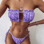 Frill Trim Ruched Bikini Set - All Mine Now Clothing