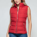 Snobbish Zip Up Turtleneck Vest with Pockets Trendsi