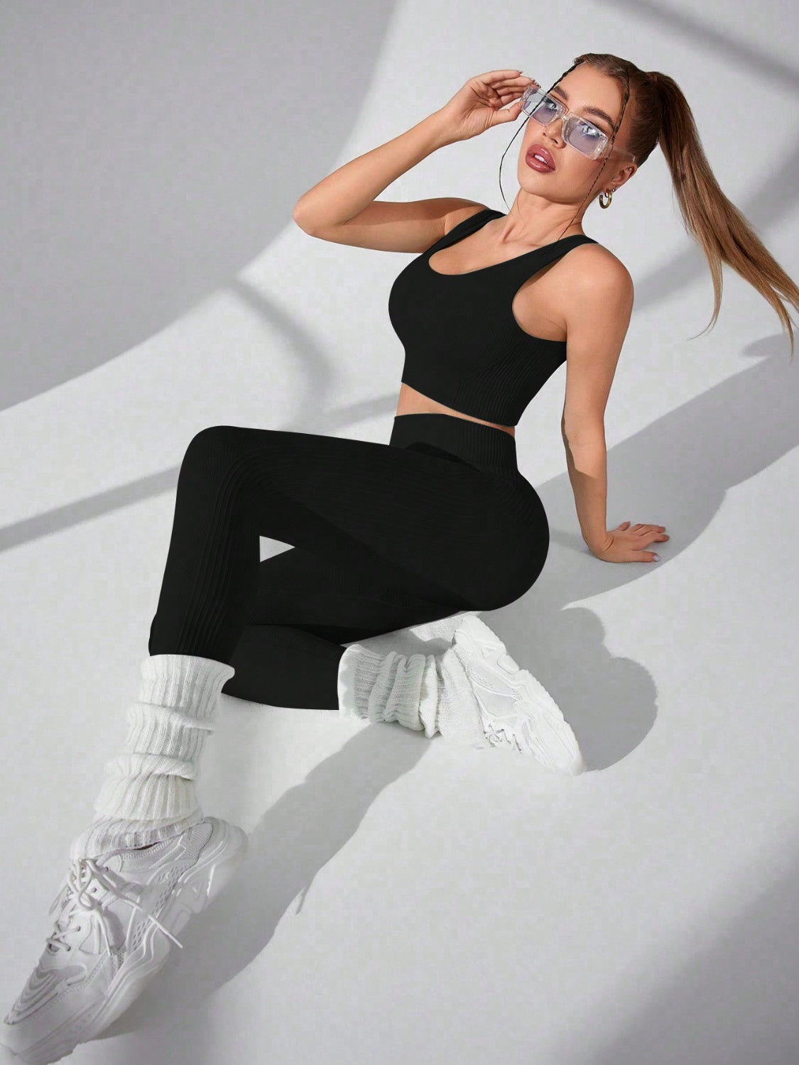 Scoop Neck Wide Strap Top and Pants Active Set - All Mine Now Clothing