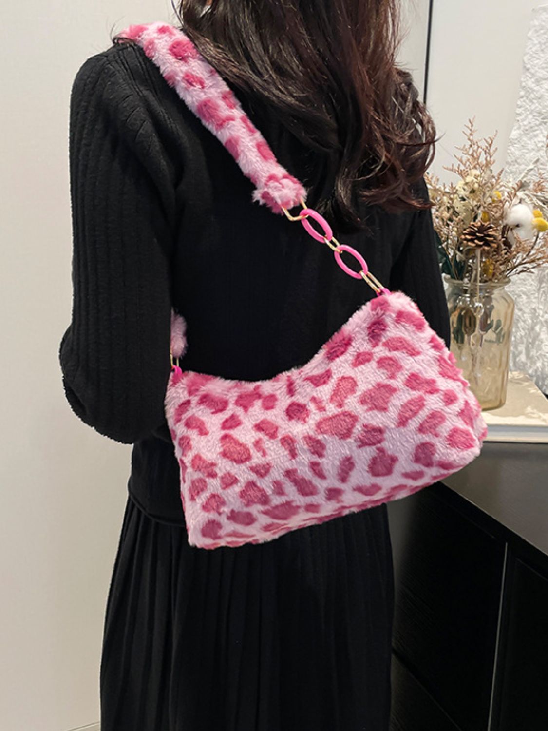 Leopard Fluff Shoulder Bag - All Mine Now Clothing