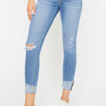 Kancan Distressed Cat's Whiskers Button Fly Jeans Trendsi