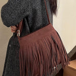 Suede Fringe Shoulder Bag - All Mine Now Clothing