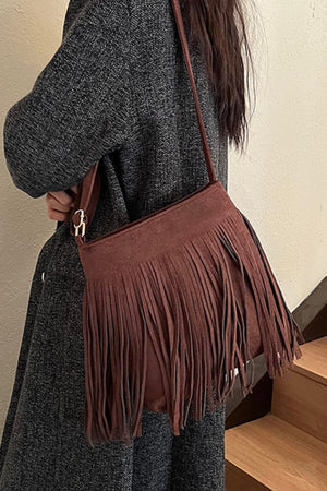 Suede Fringe Shoulder Bag - All Mine Now Clothing