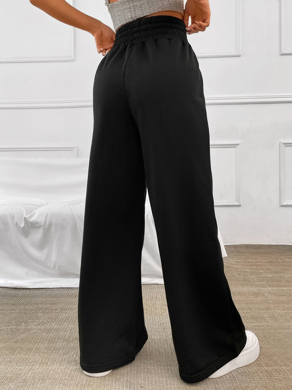 Honey Drawstring Elastic Waist Wide Leg Pants - All Mine Now Clothing